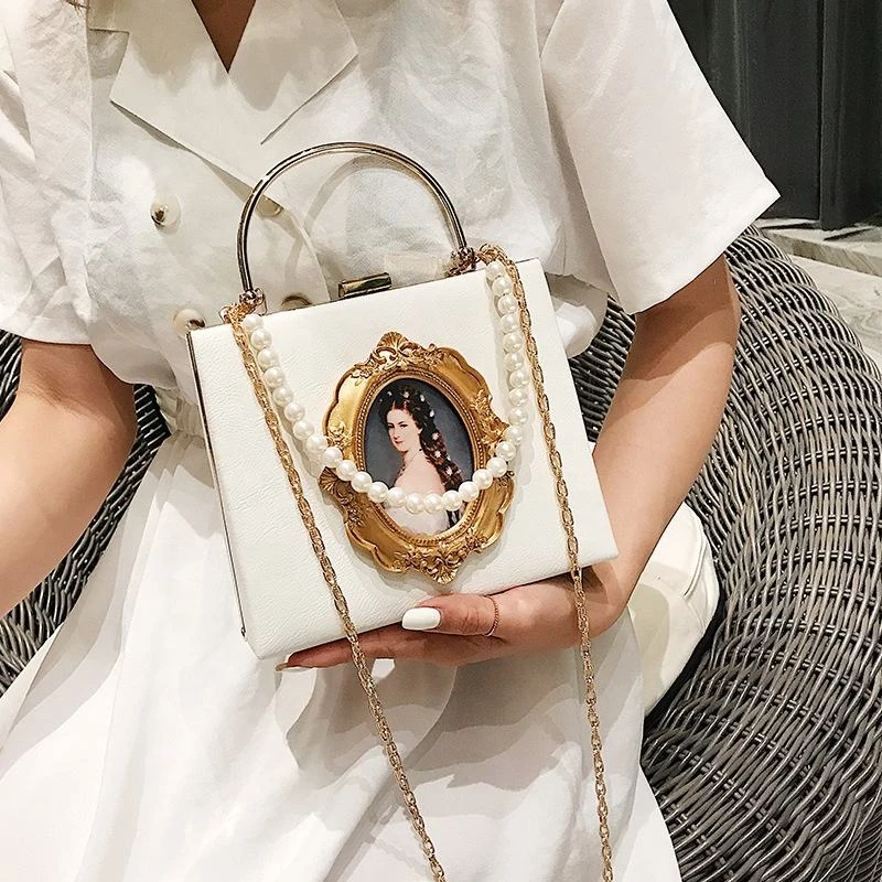 PU Mini Crossbody Bag with Pearl Chain Detail product reference image