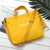 Letter-Print Cotton Tote with Shoulder Strap Yellow color SKU reference