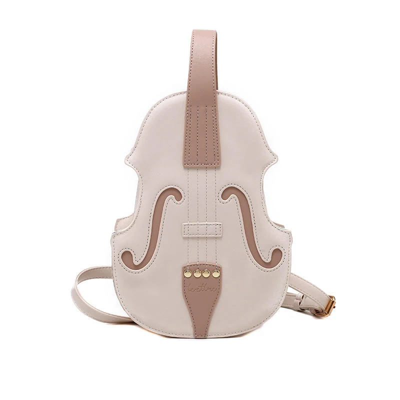 Violin-Shaped PU Shoulder and Crossbody Bag White color SKU reference