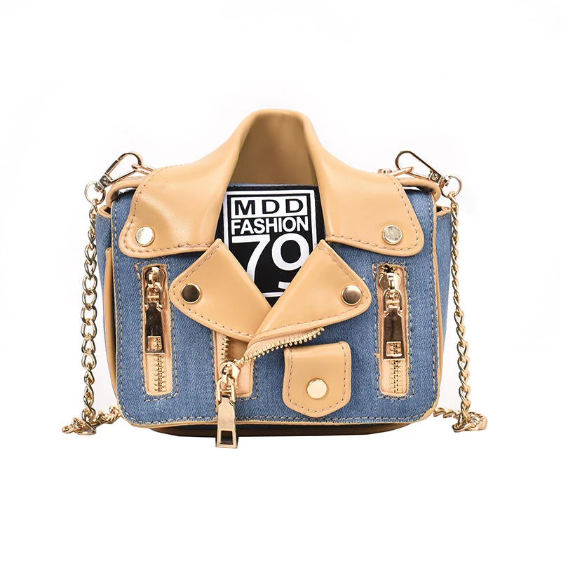 Rivet-Trimmed Square Jacket-Style Mini Crossbody Bag Light blue color SKU reference
