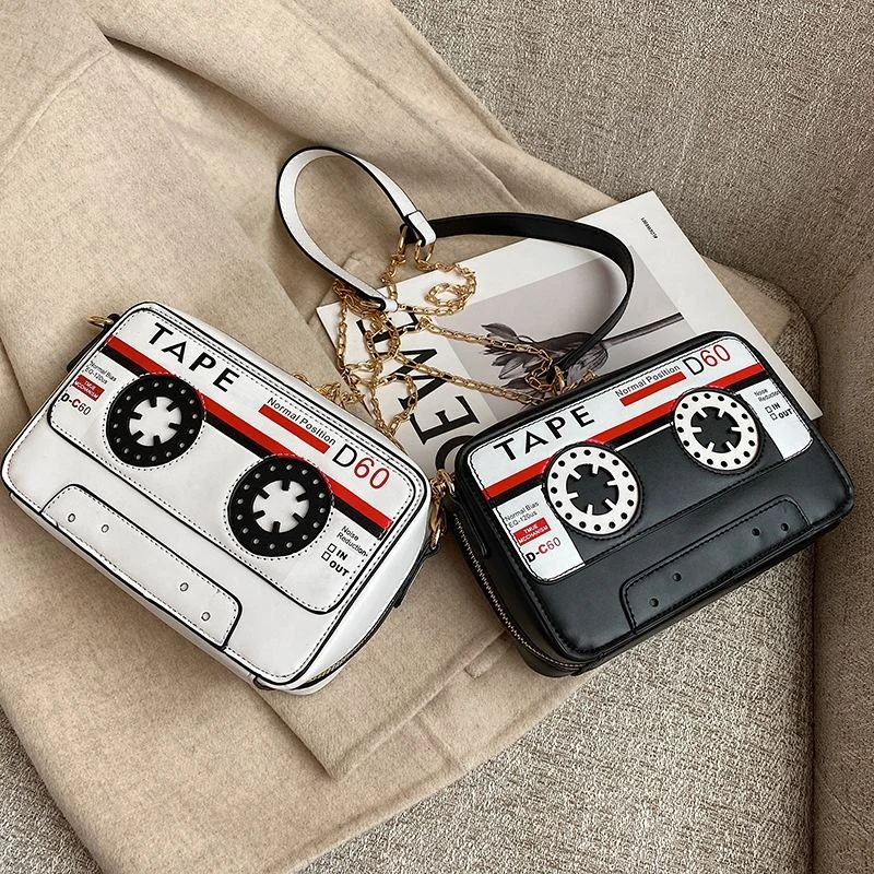 Retro Cassette-Player-Shaped PU Mini Crossbody Bag product reference image
