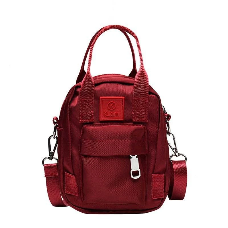 Nylon Mini Messenger Bag with Letter Detail Red color SKU reference