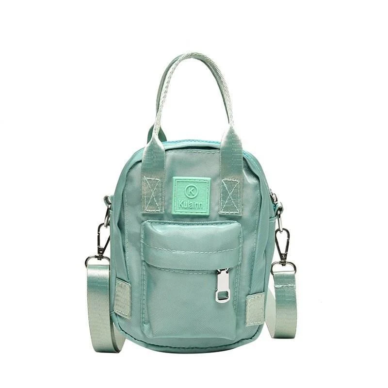 Nylon Mini Messenger Bag with Letter Detail Green color SKU reference