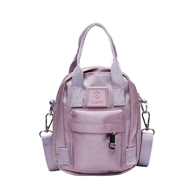 Nylon Mini Messenger Bag with Letter Detail Purple color SKU reference