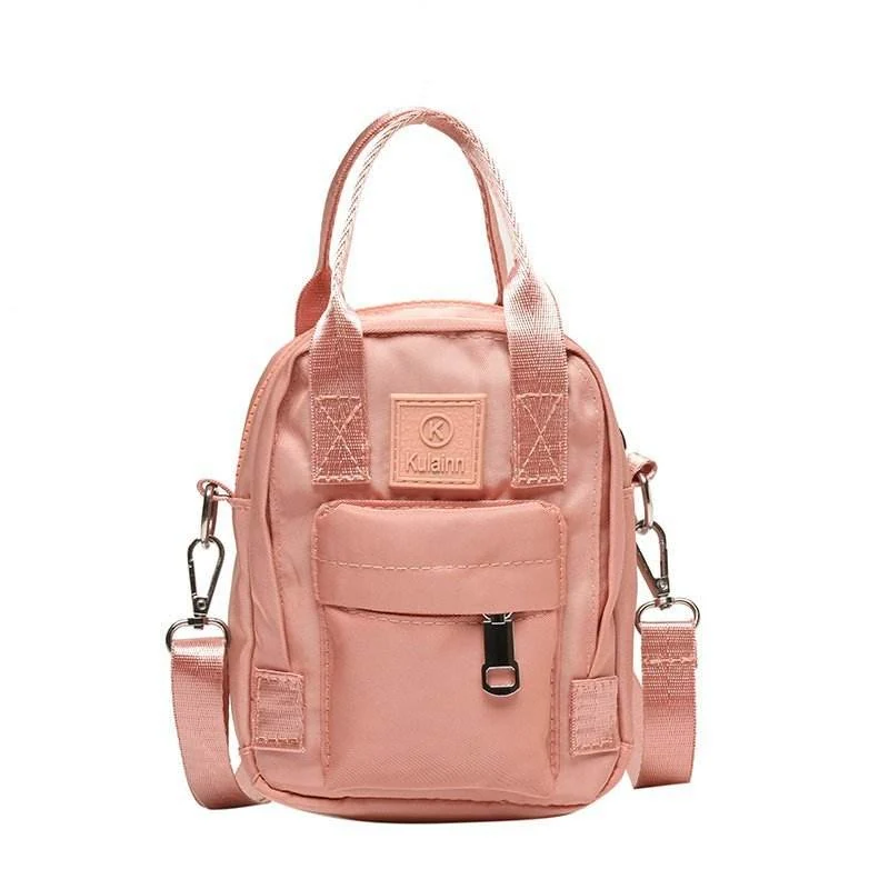 Nylon Mini Messenger Bag with Letter Detail Pink color SKU reference