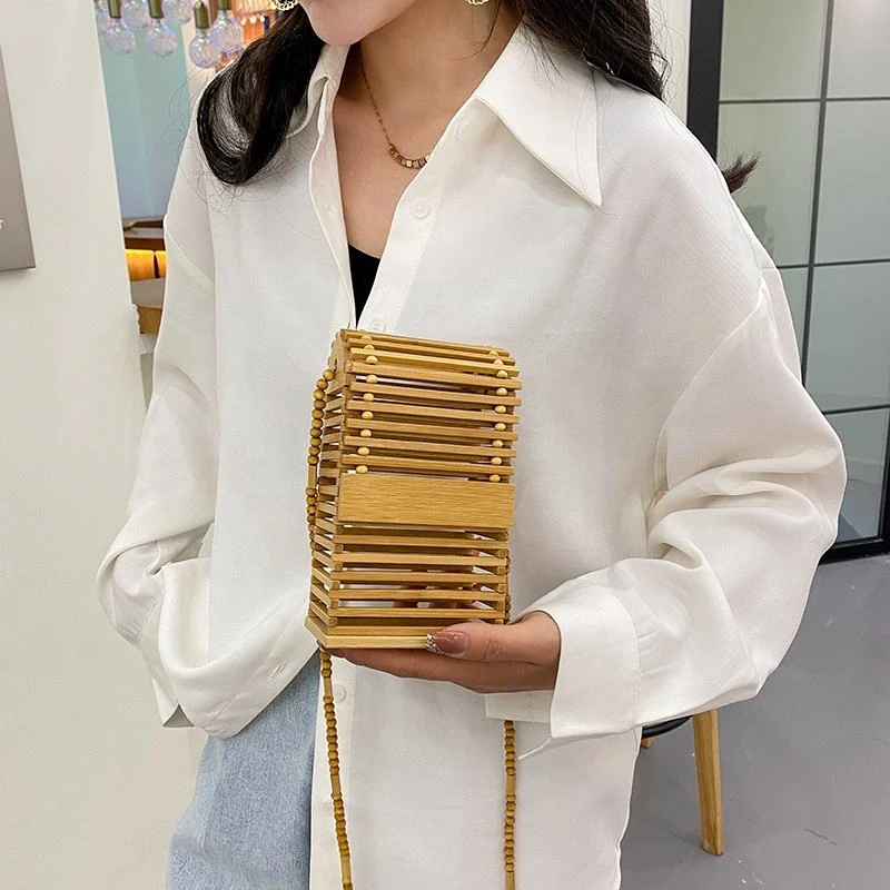 Woven Bamboo Mini Crossbody Purse product reference image
