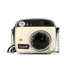 Camera-Shaped PU Mini Handbag with Side Pocket Black color SKU reference