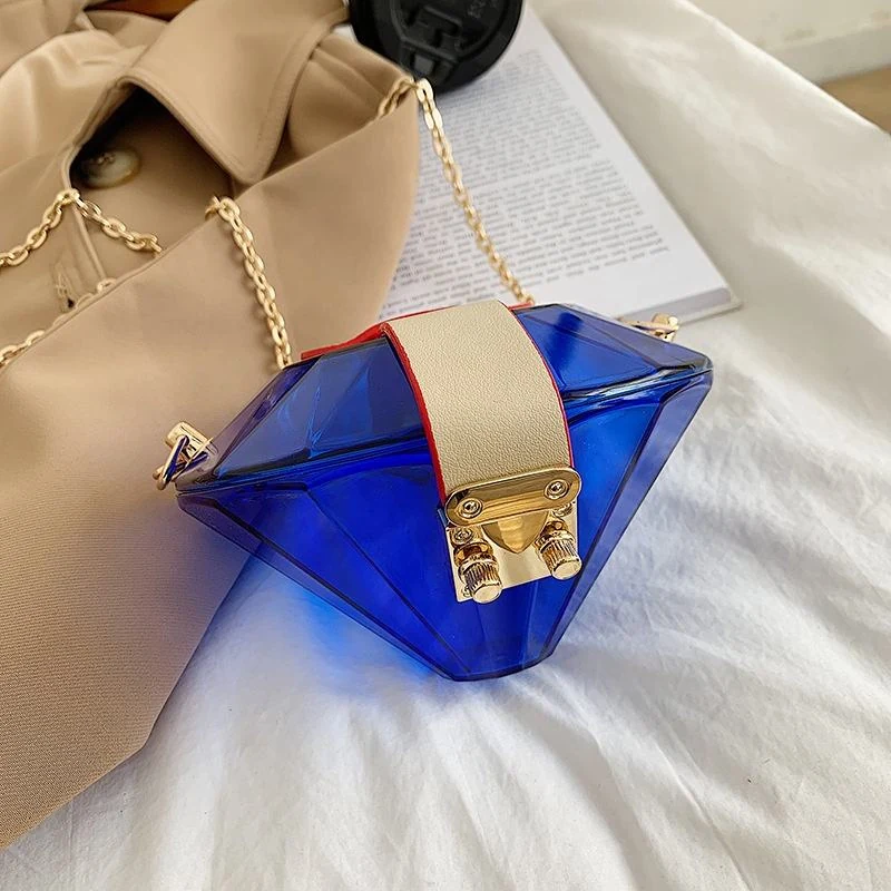 Diamond-Shaped Clear PVC Evening Clutch with Chain product reference image