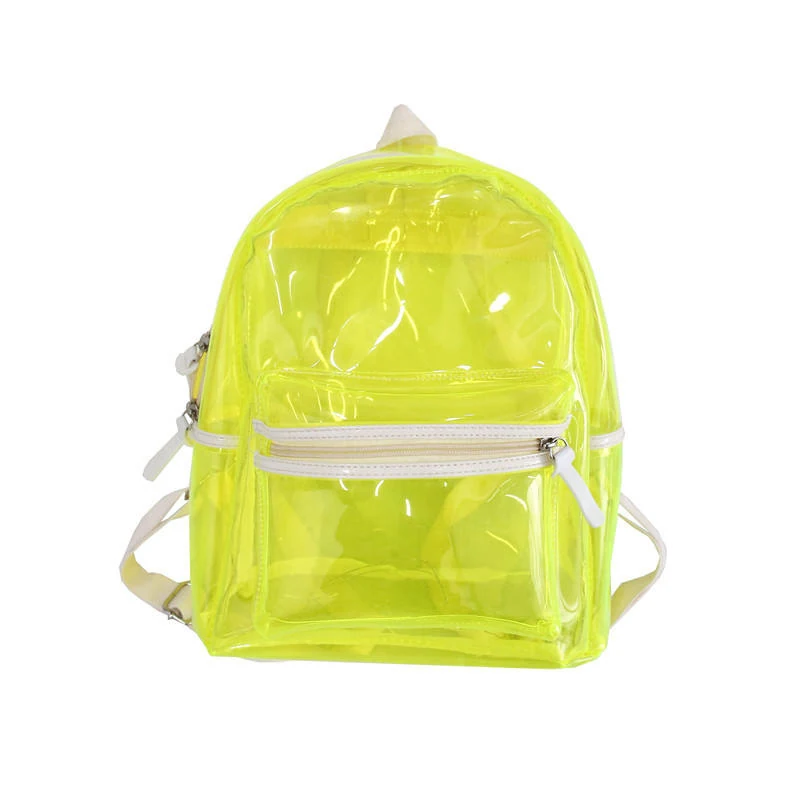 Transparent PVC LED Backpack with Adjustable Strap Yellow color SKU reference
