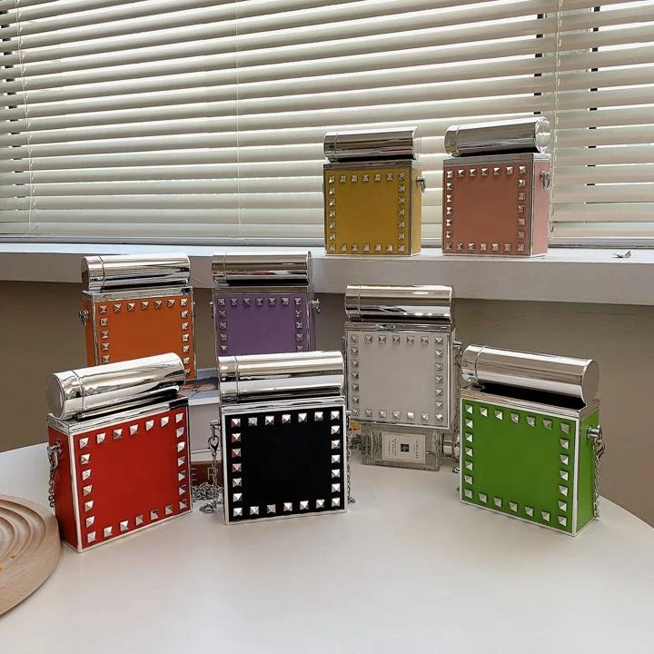 Studded Square Evening Clutch with Removable Strap product reference image