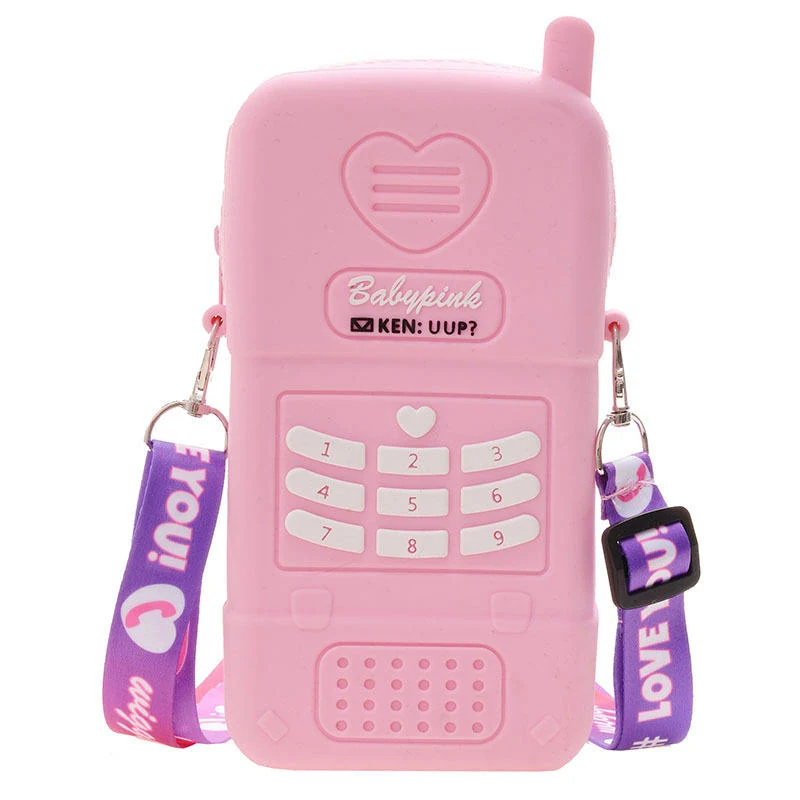 Telephone-Label PVC Mini Crossbody Bag Pink color SKU reference