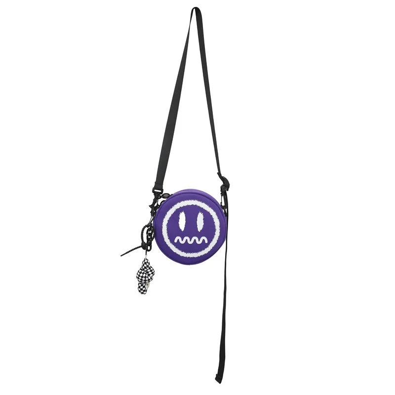 Smiley Face Round Mini Crossbody Bag Purple color SKU reference