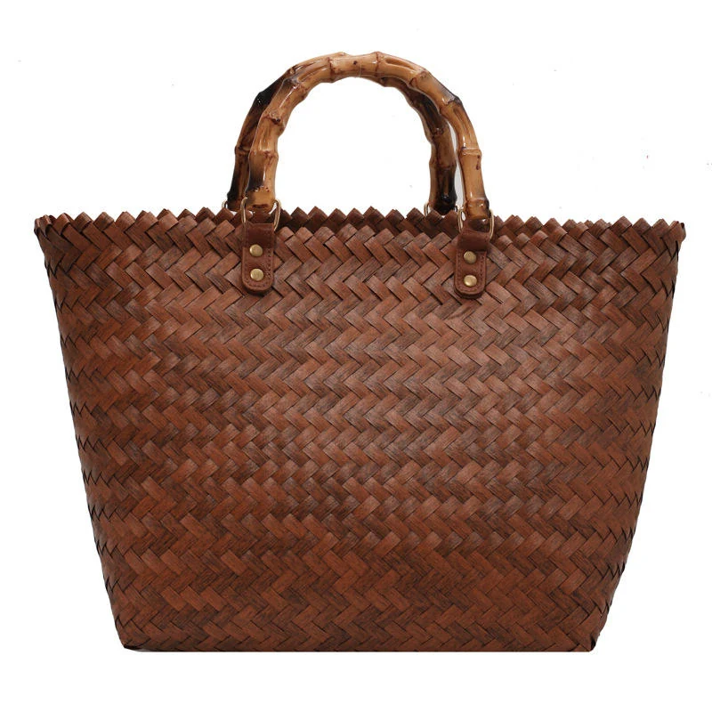 Woven Straw Shopping & Beach Tote Brown color SKU reference