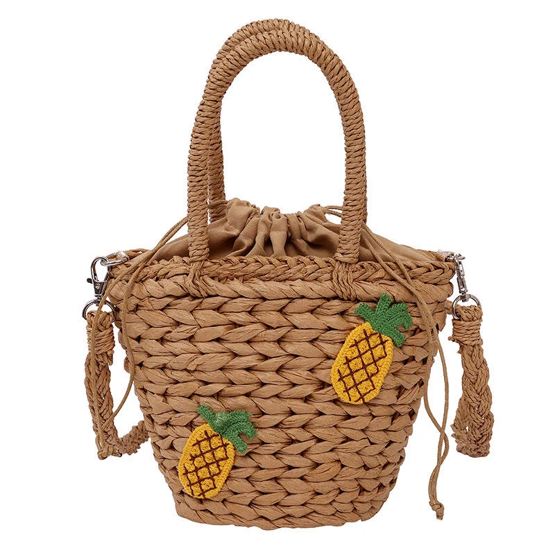 Straw-Weave Vacation Crossbody Bag with Removable Strap Deep Khaki color SKU reference