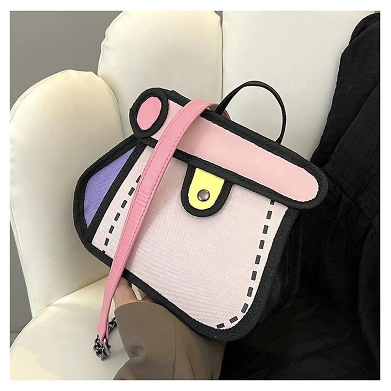 Canvas Crossbody Bag with Contrast Color and Flower Detail product reference image