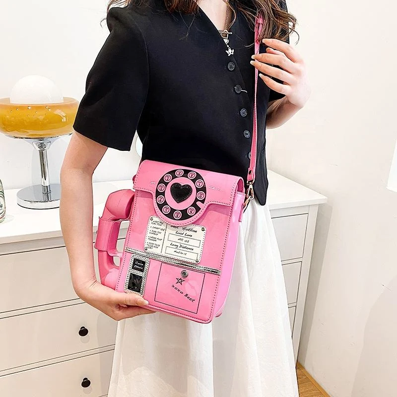 Telephone-Shaped Patent PU Crossbody Bag product reference image