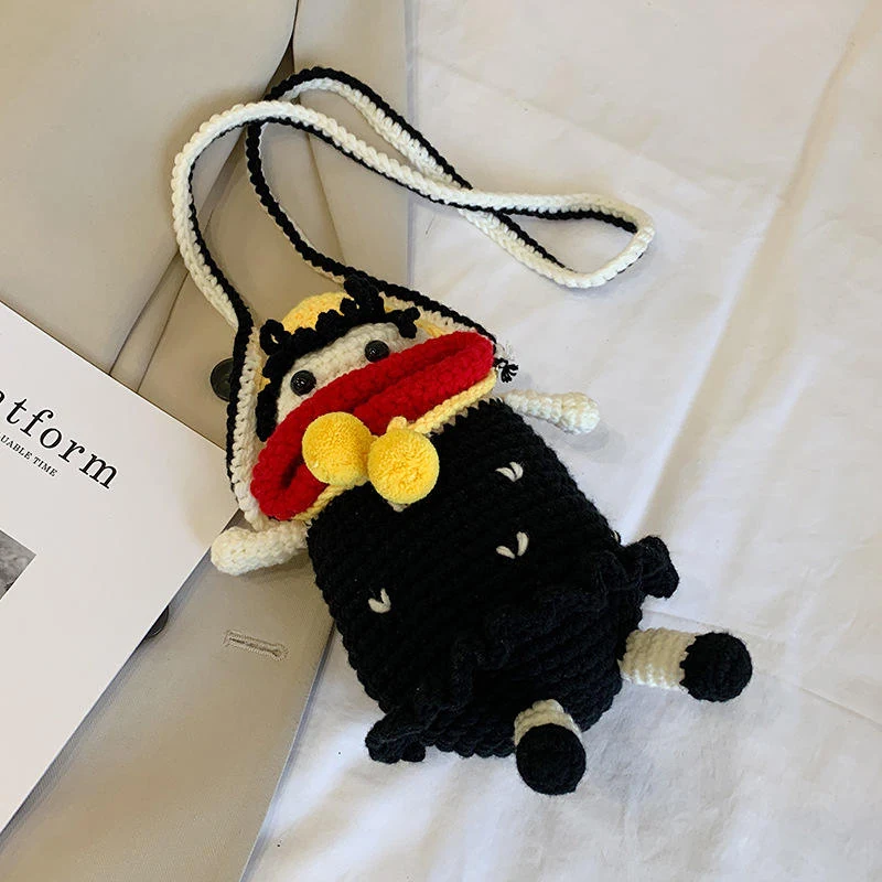 Cartoon Doll-Style Crossbody Purse with Color Options Black color SKU reference