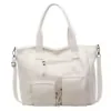 Croc-Embossed PU Shoulder Bag with Front Pocket White color SKU reference