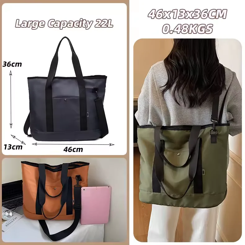 Nylon Shoulder Tote with Multi-Point Closure product reference image