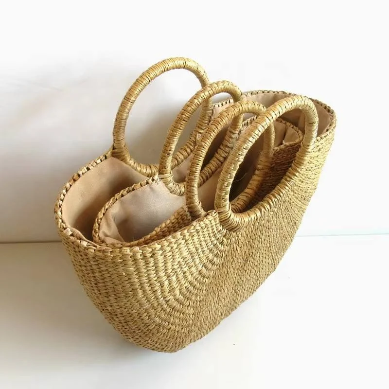 Handwoven Water-Hyacinth Style Beach Tote Small color SKU reference