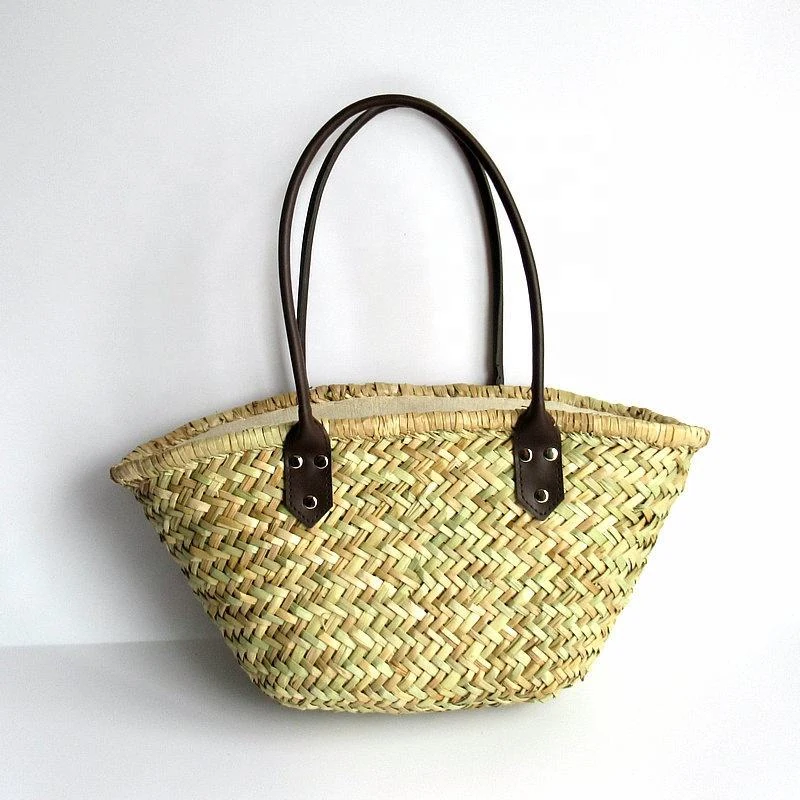 Grass-Woven Bucket Tote with PU Handle product reference image
