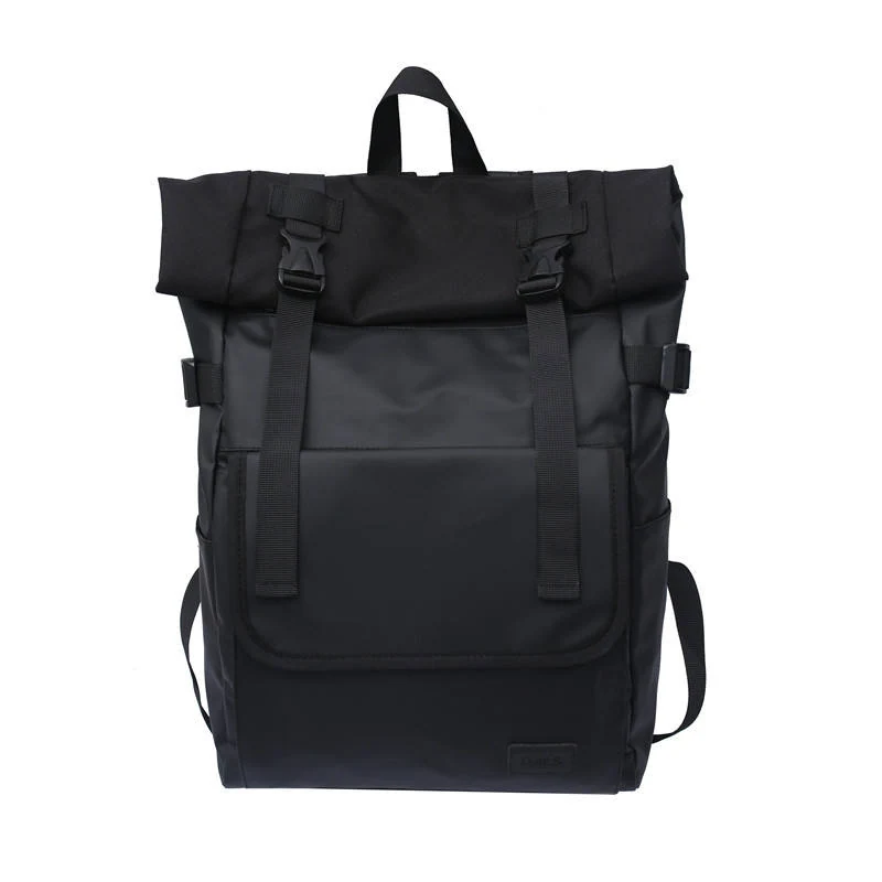 Nylon Travel Backpack with Side Pocket and Adjustable Buckle Black color SKU reference