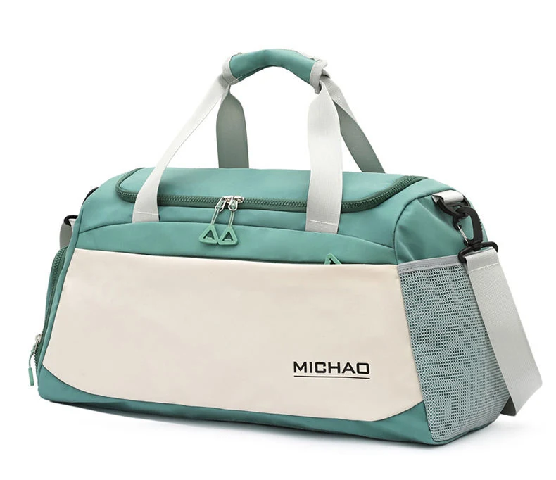 Foldable Nylon Gym Duffel with Shoe and Wet-Dry Compartments Green color SKU reference