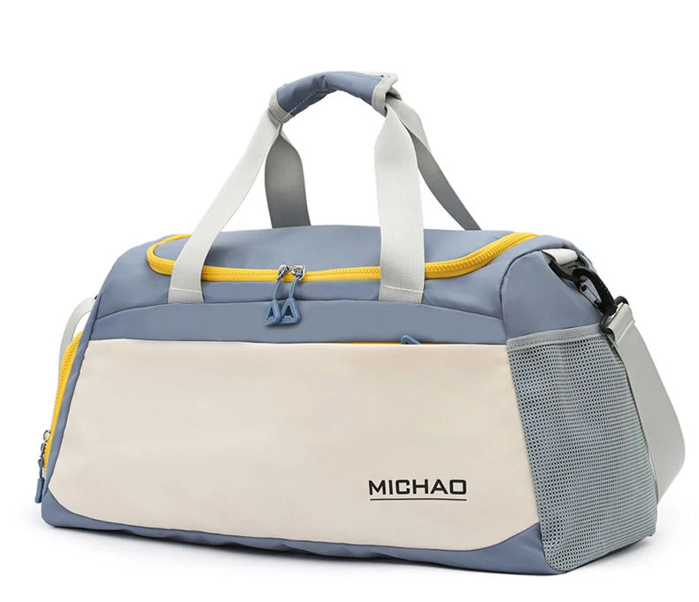 Foldable Nylon Gym Duffel with Shoe and Wet-Dry Compartments Blue color SKU reference