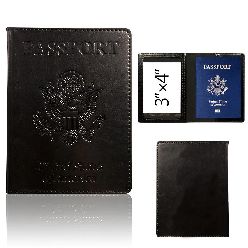 PU Passport Cover & Money-Clip Card Holder with 13 Color References Black color SKU reference