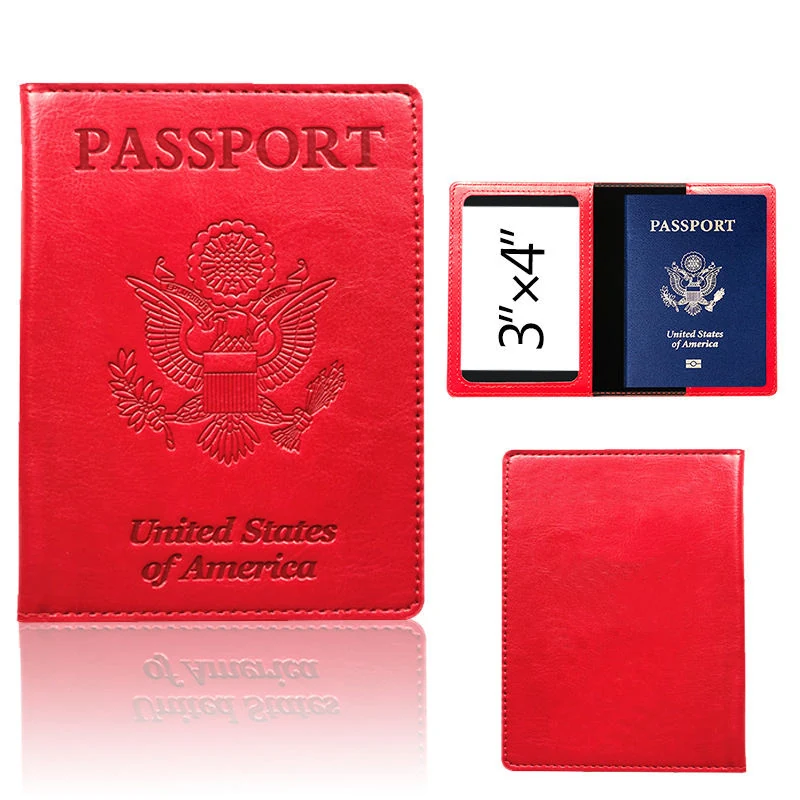 PU Passport Cover & Money-Clip Card Holder with 13 Color References Red color SKU reference