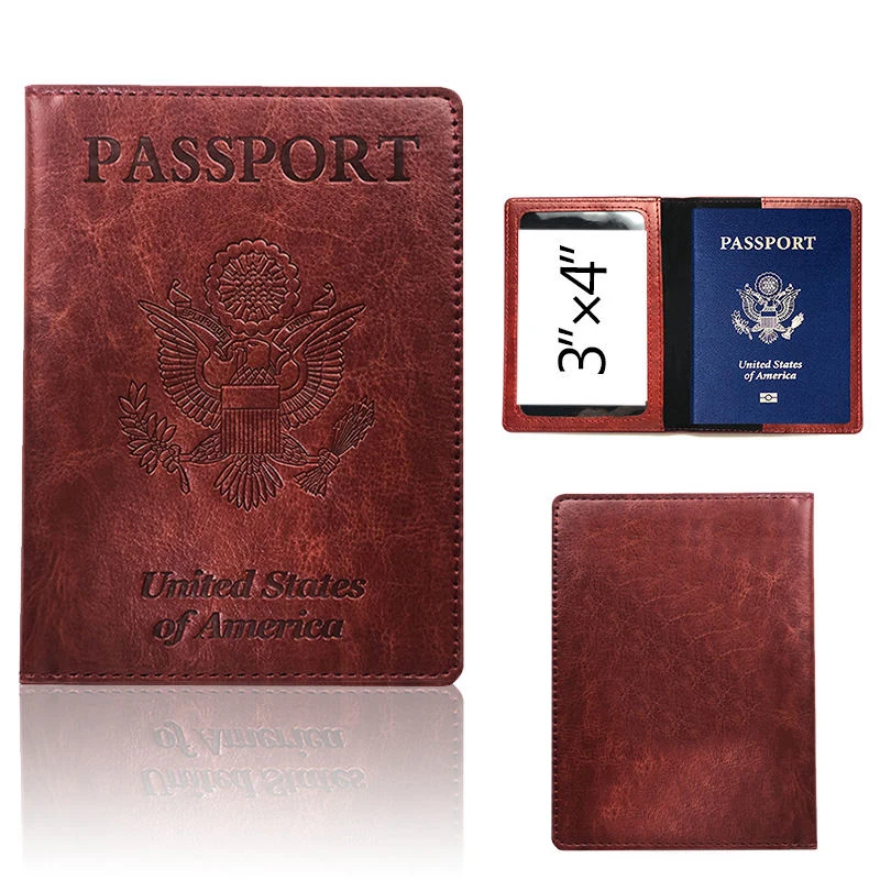 PU Passport Cover & Money-Clip Card Holder with 13 Color References Brown color SKU reference