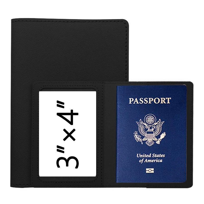 PU Travel and ID Wallet with Clear Window in 11 Colors Black color SKU reference