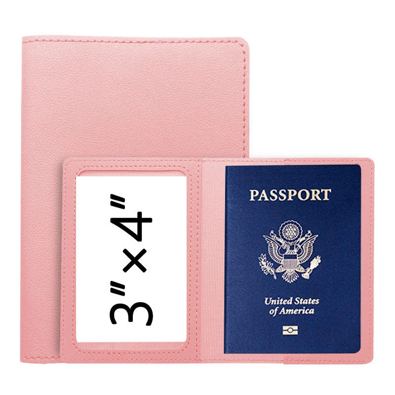 PU Travel and ID Wallet with Clear Window in 11 Colors Pink color SKU reference