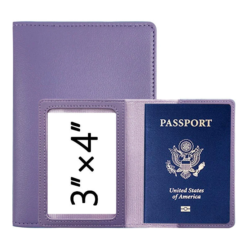 PU Travel and ID Wallet with Clear Window in 11 Colors Purple color SKU reference