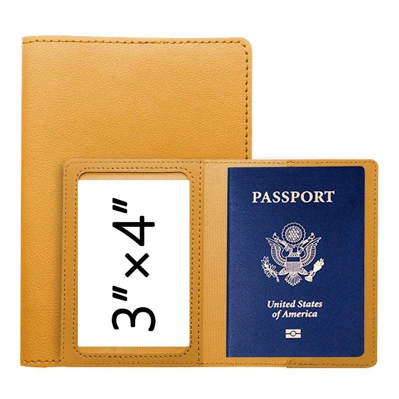 PU Travel and ID Wallet with Clear Window in 11 Colors Yellow color SKU reference