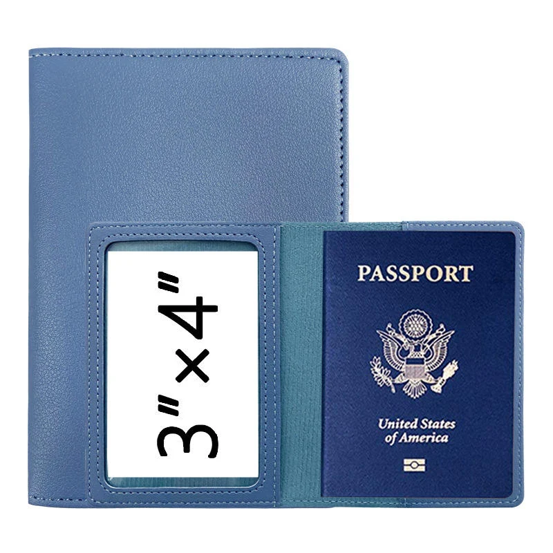 PU Travel and ID Wallet with Clear Window in 11 Colors Light Blue color SKU reference