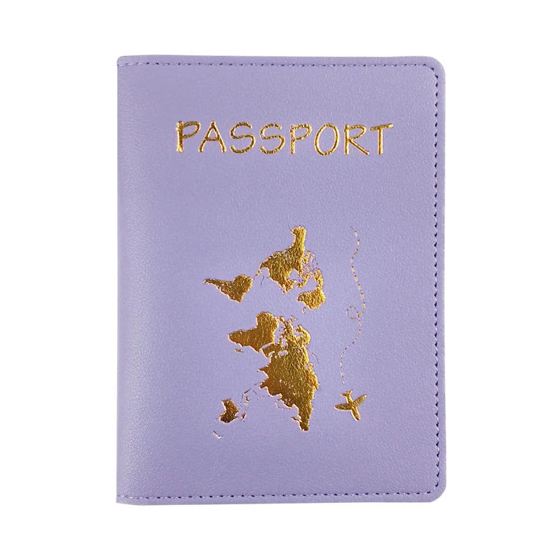 PU Passport Cover, Card Holder and Luggage Tag Collection Purple Card Holder color SKU reference