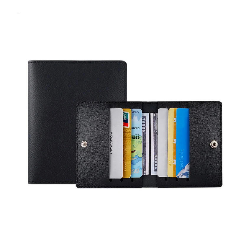 Slim Embossed PU Leather ID and Card Wallet in 8 Colors Black color SKU reference