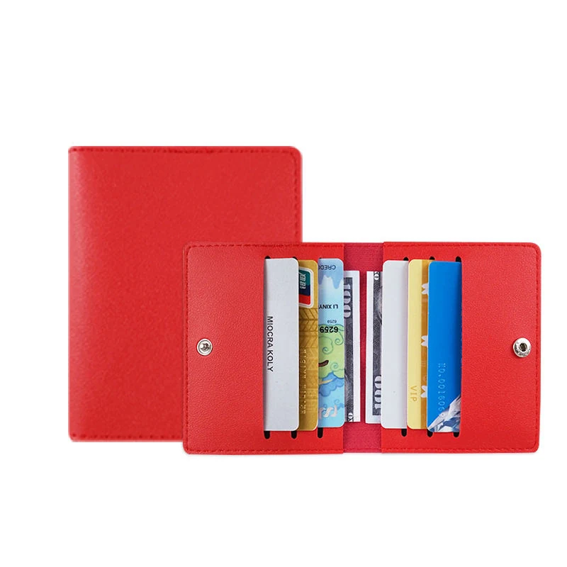 Slim Embossed PU Leather ID and Card Wallet in 8 Colors Red color SKU reference