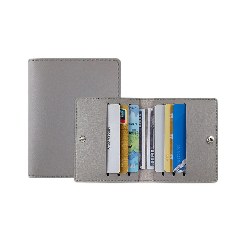 Slim Embossed PU Leather ID and Card Wallet in 8 Colors Grey color SKU reference