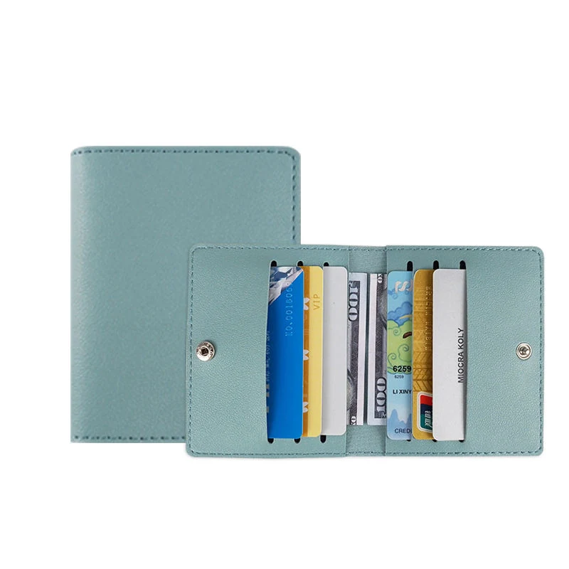 Slim Embossed PU Leather ID and Card Wallet in 8 Colors Blue color SKU reference