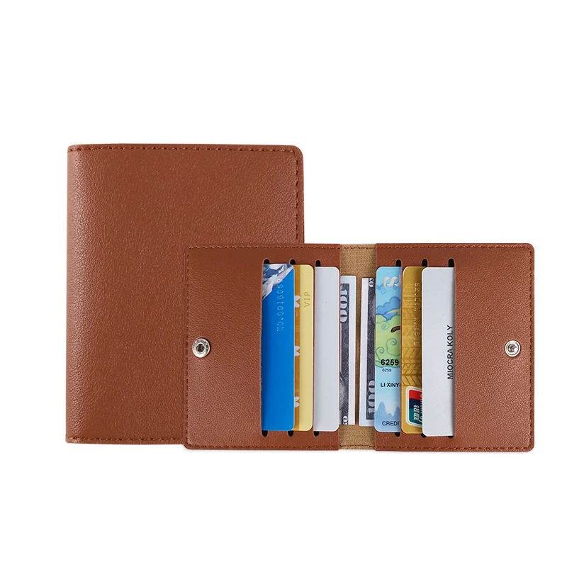 Slim Embossed PU Leather ID and Card Wallet in 8 Colors Brown color SKU reference