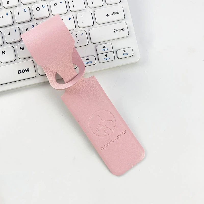 Custom PU Suitcase Luggage Identification Tag Pink color SKU reference