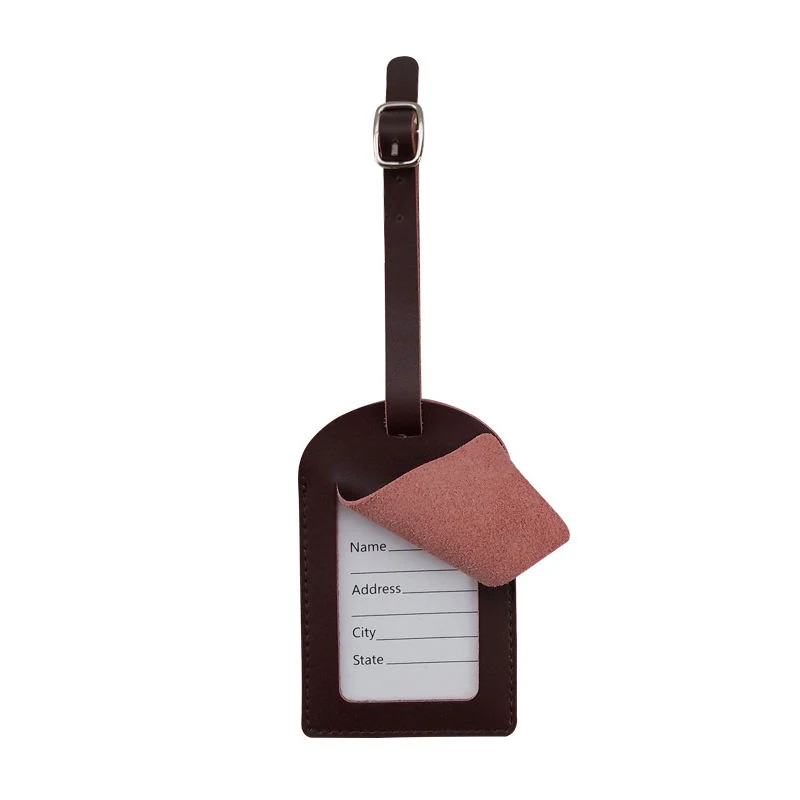 Genuine Leather Passport Holder & Luggage Tag Set Brown Luggage Tag color SKU reference
