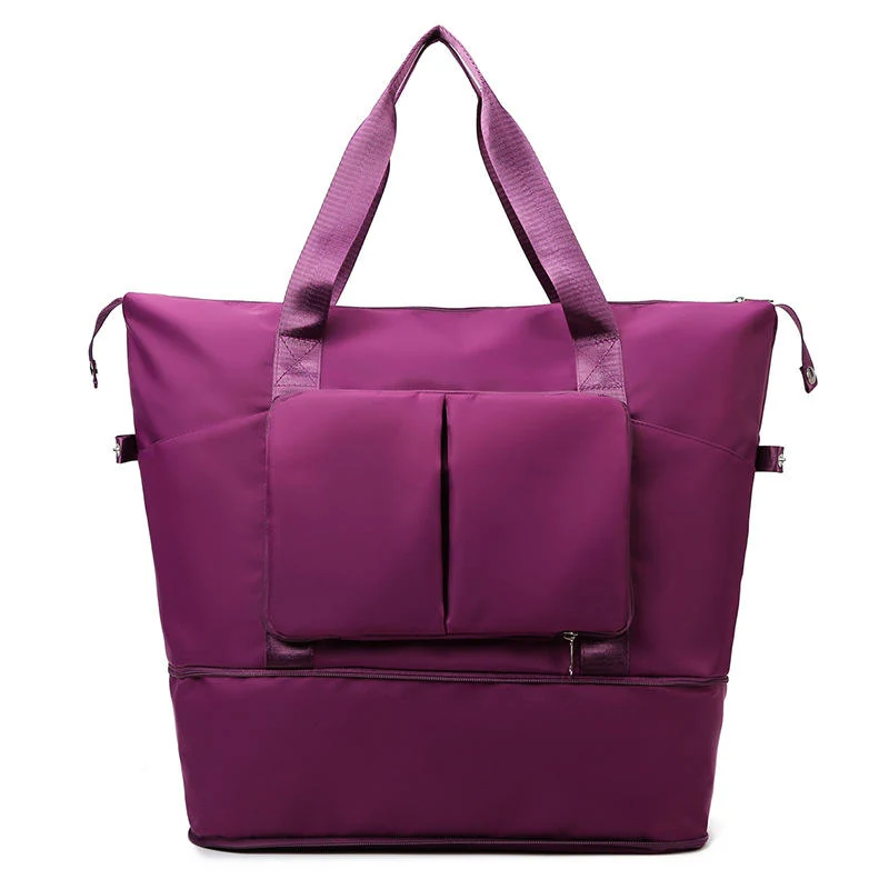Foldable Water-Resistant Gym & Travel Duffel with Wet-Dry Storage Purple Red color SKU reference