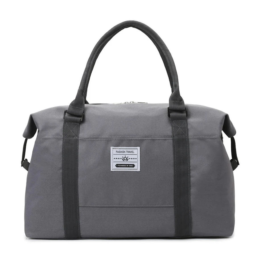 Nylon Gym Weekender with Front Pocket & Trolley Sleeve Gray color SKU reference