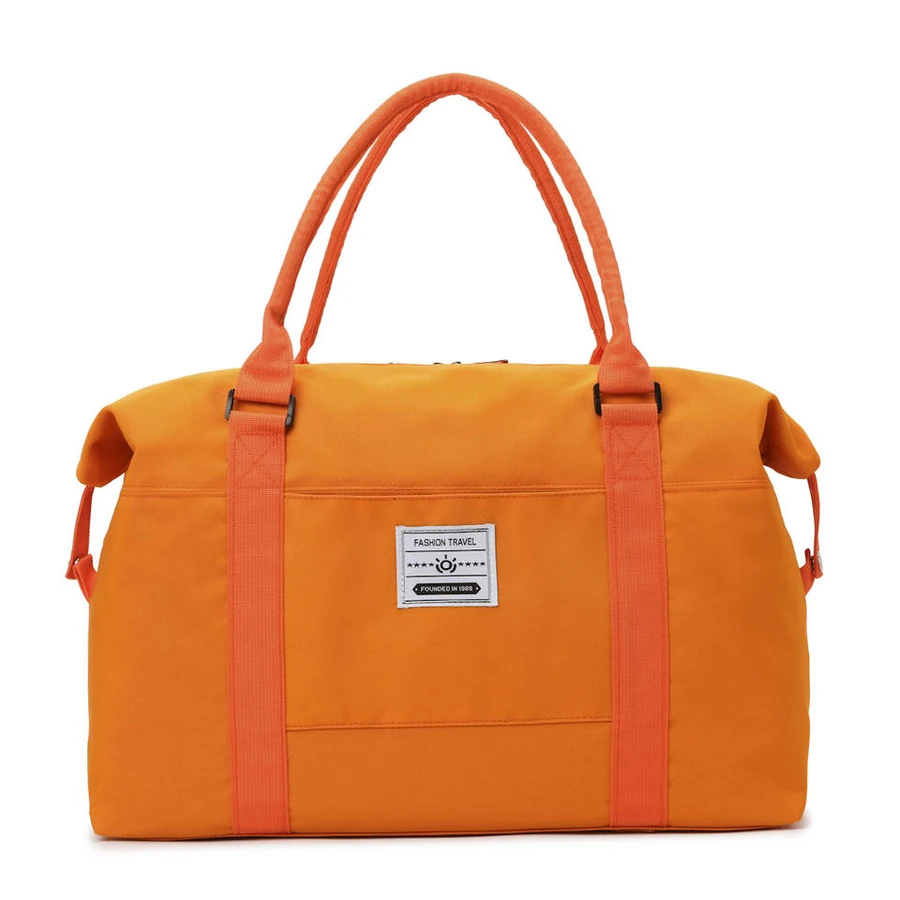 Nylon Gym Weekender with Front Pocket & Trolley Sleeve Orange color SKU reference