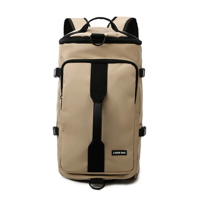 Cylindrical Weekender Travel Bag with Laptop Compartment Khaki color SKU reference