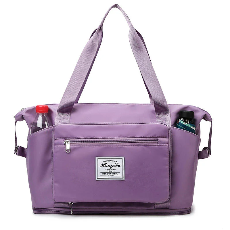 Foldable Expandable Weekender Tote with Trolley Sleeve Purple color SKU reference
