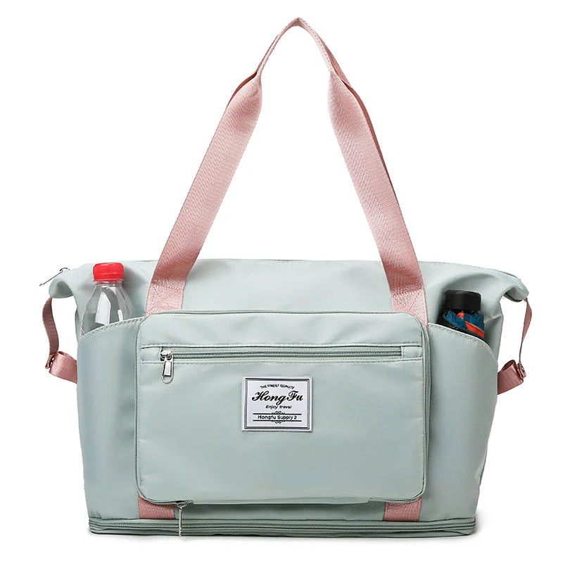 Foldable Expandable Weekender Tote with Trolley Sleeve Green color SKU reference